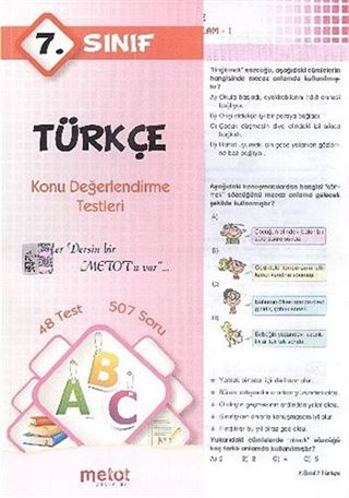 7. Sınıf Türkçe Konu Değerlendirme Testleri