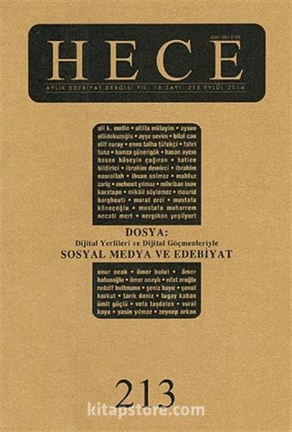 Sayı:213 Eylül 2014 Hece Aylık Edebiyat Dergisi