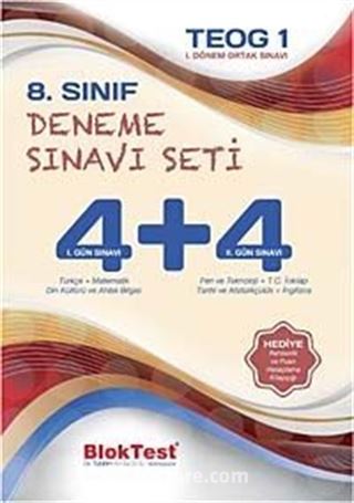 8.Sınıf Deneme Sınavı Seti 4+4 / Teog 1 - I.Dönem Ortak Sınavı