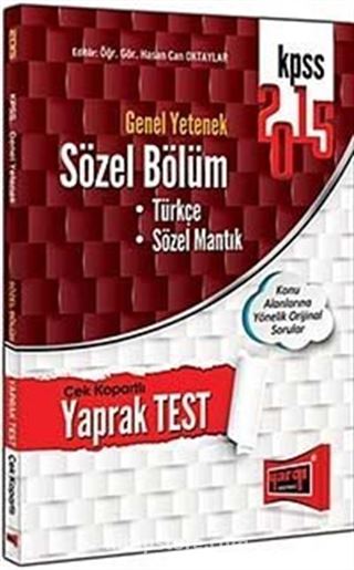 2015 Genel Yetenek Sözel Bölüm Çek Kopart Yaprak Test