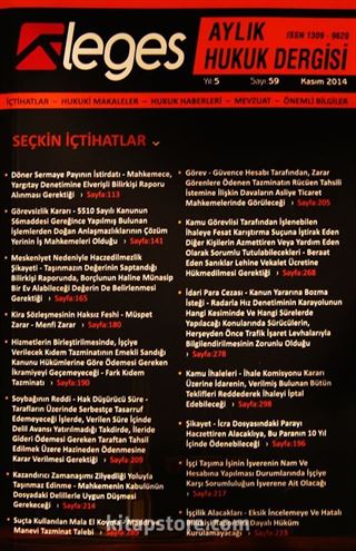 Leges Aylık Hukuk Dergisi Sayı:59 Kasım 2014