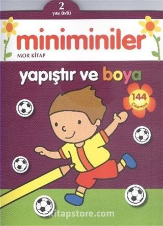 Miniminiler Yapıştır ve Boya (Mor Kitap)