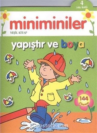 Miniminiler Yapıştır ve Boya (Yeşil Kitap)