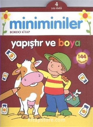 Miniminiler Yapıştır ve Boya (Bordo Kitap)