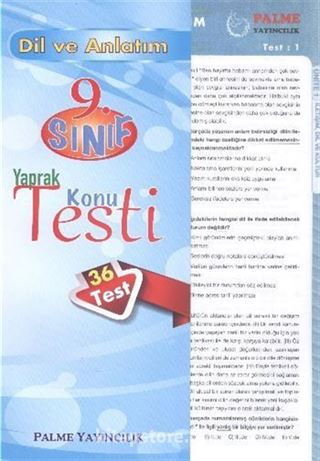 9. Sınıf Dil ve Anlatım Yaprak Konu Testi (36 Test)