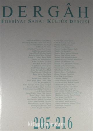 Dergah Edebiyat Sanat Kültür Dergisi 205-216