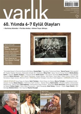 Varlık Aylık Edebiyat ve Kültür Dergisi Eylül 2015