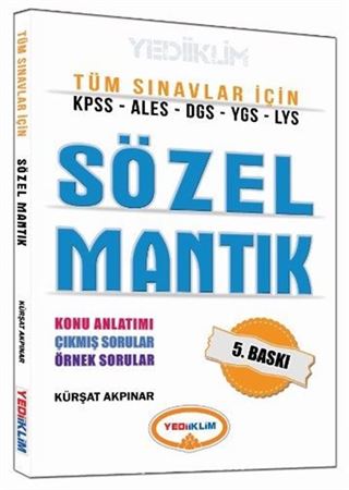 2016 Tüm Sınavlar İçin KPSS-ALES-DGS-YGS-LYS Sözel Mantık Konu Anlatımı - Çıkmış Sorular - Örnek Sorular