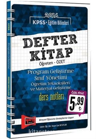 2016 KPSS Eğitim Bilimleri Defter Kitap Program Geliştirme Sınıf Yönetimi Ders Notları