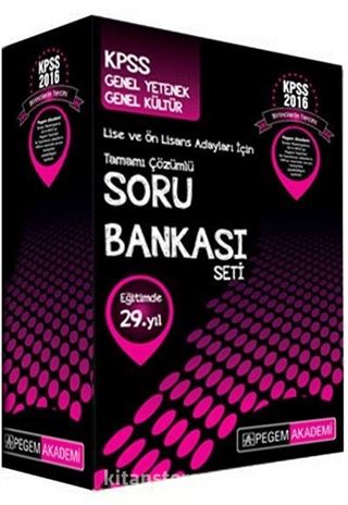 2016 KPSS Lise Ön Lisans Genel Yetenek Genel Kültür Tamamı Çözümlü Soru Bankası Seti