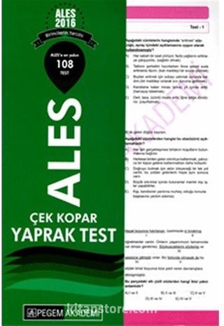 2016 ALES Çek Kopart Yaprak Test