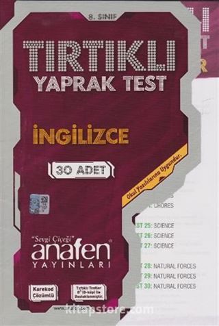 8. Sınıf İngilizce Tırtıklı Yaprak Test (30 Adet)