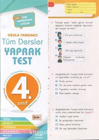 4. Sınıf Tüm Dersler Yaprak Test