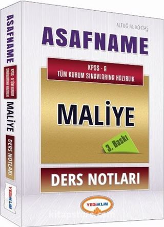 2016 Asafname KPSS-A Maliye Ders Notları