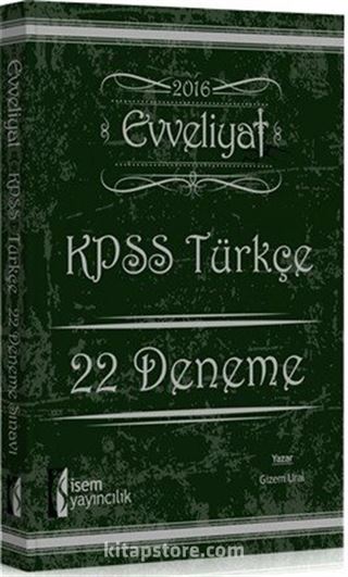 2016 KPSS Evveliyat Türkçe 22 Deneme