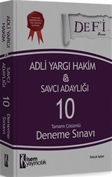 2016 Defi Adli Yargı Hakim ve Savcı Adaylığı Tamamı Çözümlü 10 Deneme Sınavı