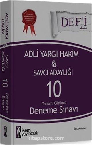 2016 Defi Adli Yargı Hakim ve Savcı Adaylığı Tamamı Çözümlü 10 Deneme Sınavı