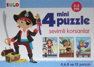 4 Mini Puzzle Sevimli Korsanlar (2-3 Yaş)