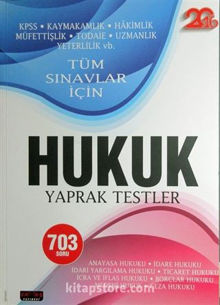 2016 Tüm Sınavlar İçin Hukuk Yaprak Testler