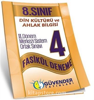 8. Sınıf Din Kültürü ve Ahlak Bilgisi 2. Dönem Merkezi Sistem Ortak Sınavı 4 Fasikül Deneme