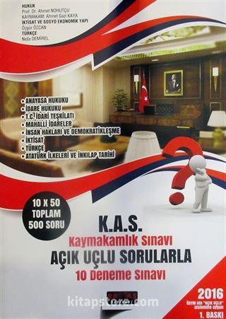 K.A.S. Kaymakamlık Sınavı Açık Uçlu Sorularla 10 Deneme Sınavı