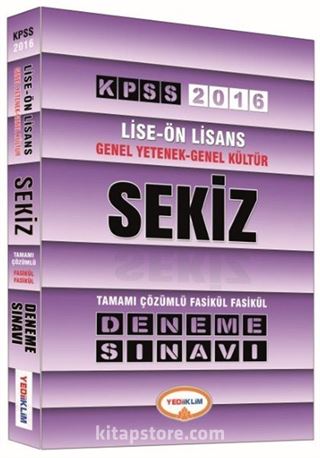 2016 KPSS Lise-Önlisans Genel Yetenek-Genel Kültür Sekiz Deneme Sınavı