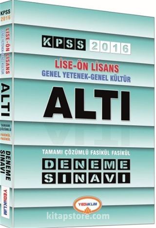 2016 KPSS Lise-Ön Lisans Genel Yetenek- Genel Kültür Altı Deneme Sınavı Tamamı Çözümlü Fasikül Fasikül