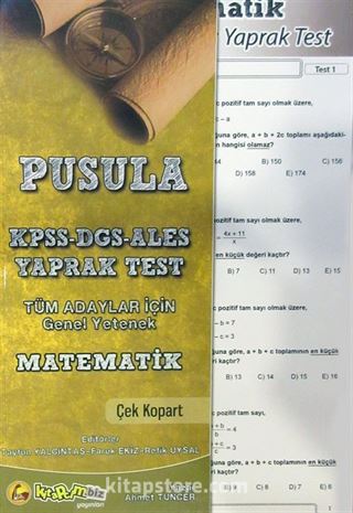 2016 KPSS-DGS-ALES Pusula Matematik Çek Kopart Yaprak Test (Tüm Adaylar İçin-Genel Kültür)