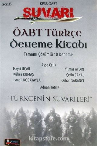 2016 KPSS ÖABT Süvari Türkçe Deneme Kitabı Tamamı Çözümlü 10 Deneme