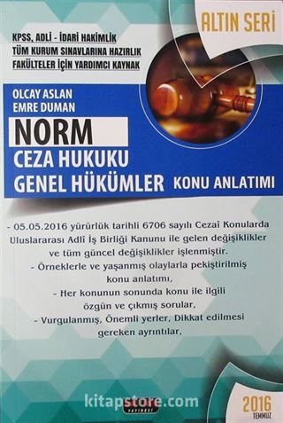 Norm Ceza Hukuku Genel Hükümler Konu Anlatımı