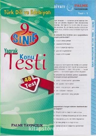 9. Sınıf Türk Dili ve Edebiyatı Yaprak Konu Testi (48 Test)