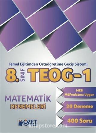 8. Sınıf TEOG 1 Matematik Denemeleri 20 Deneme