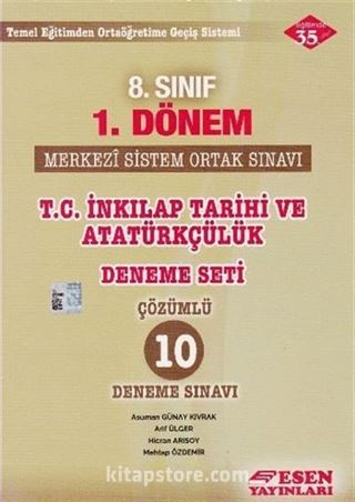 8. Sınıf 1. Dönem T. C. İnkılap Tarihi ve Atatürkçülük Deneme Seti Çözümlü 10 Deneme Sınavı