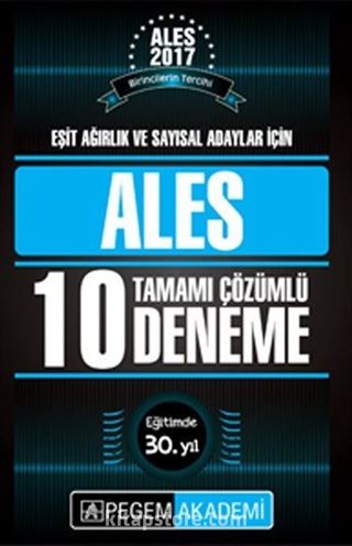 2017 ALES Eşit Ağırlık ve Sayısal Adaylar için Tamamı Çözümlü 10 Deneme