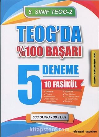 8. Sınıf Teog 2 Teog'da %100 Başarı 5 Deneme 10 Fasikül Set