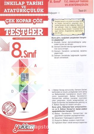 8. Sınıf İnkılap Tarihi ve Atatürkçülük Test Çek-Kopar-Çöz