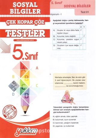 5. Sınıf Sosyal Bilgiler Test Çek-Kopar-Çöz