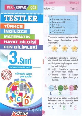 3. Sınıf Test Çek-Kopar-Çöz