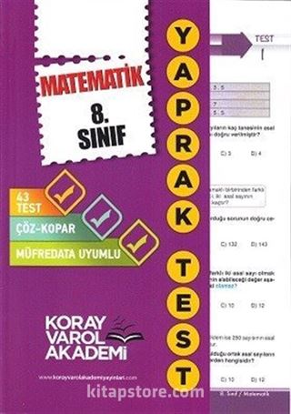 8. Sınıf Matematik Yaprak Testi