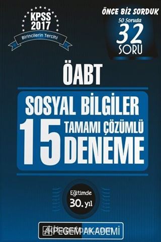 2017 KPSS ÖABT Sosyal Bilgiler Tamamı Çözümlü 15 Deneme