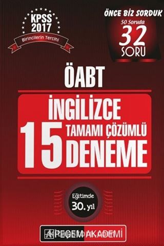 2017 KPSS ÖABT İngilizce Tamamı Çözümlü 15 Deneme