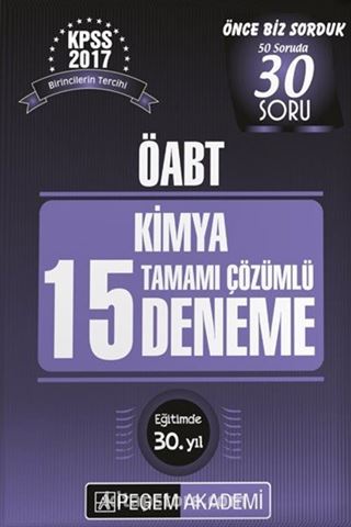 2017 KPSS ÖABT Kimya Tamamı Çözümlü 15 Deneme