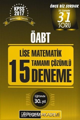 2017 KPSS ÖABT Lise Matematik Tamamı Çözümlü 15 Deneme