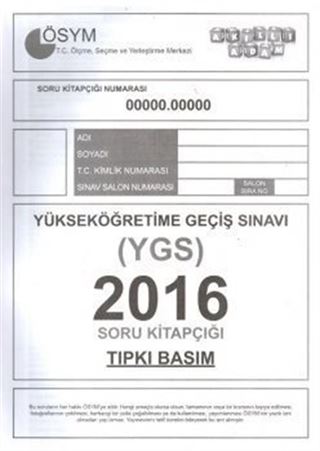 YGS 2016 Soru Kitapçığı (Tıpkı Basım)