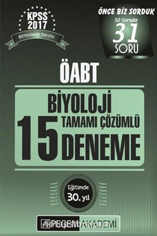 2017 KPSS ÖABT Biyoloji Tamamı Çözümlü 15 Deneme