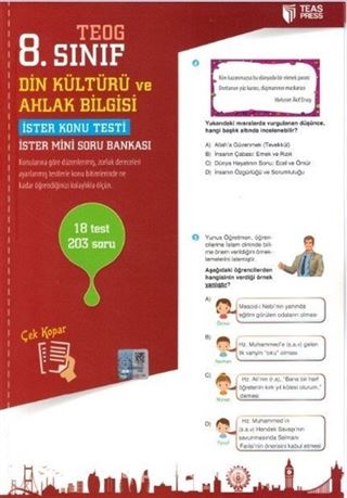 8. Sınıf TEOG Din Kültürü ve Ahlak Bilgisi Yaprak Test Çek Kopar