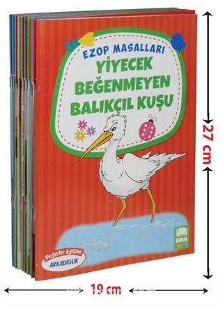 Ezop Masalları Seti 1 ve 2. Sınıflar için Düz Yazılı (10 Kitap Takım, Büyük Boy)