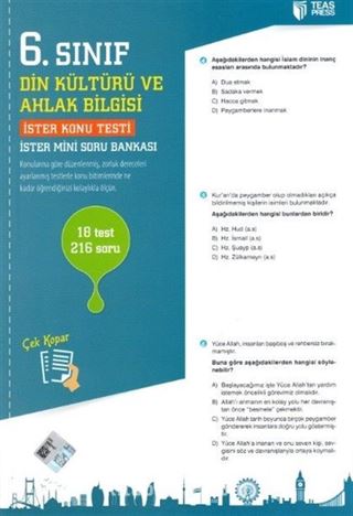 6. Sınıf Din Kültürü ve Ahlak Bilgisi Yaprak Test Çek Kopar