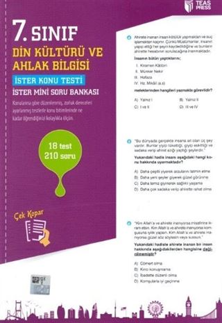 7. Sınıf Din Kültürü Ve Ahlak Bilgisi Yaprak Test Çek Kopar