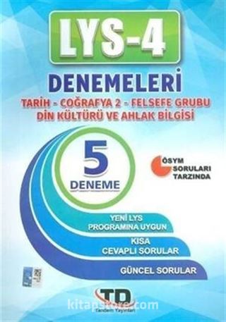 LYS 4 Tarih-Coğrafya 2-Felsefe Grubu-Din Kültürü ve Ahlak Bilgisi Denemeleri - 5 Deneme